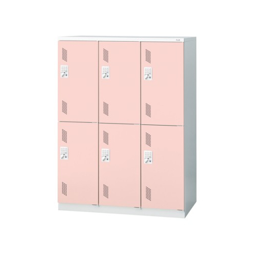 プラス 更衣ロッカー LZシリーズ カラータイプ 6人用 3連2段 プッシュ錠 W900×D515×H1221 LZ-L6T　41-887