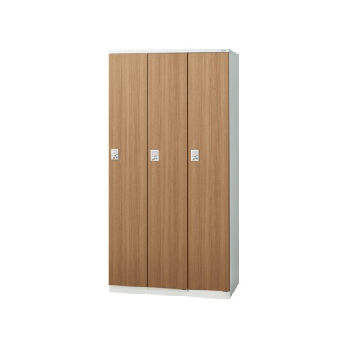 プラス 更衣ロッカー LZシリーズ 木目扉 3人用 プッシュ錠 W900×D515×H1790 LZ-3T/41-891