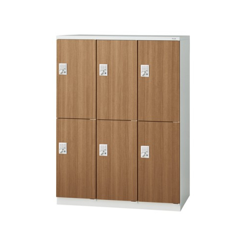 プラス 更衣ロッカー LZシリーズ 木目扉 6人用 3連2段 プッシュ錠 W900×D515×H1221 LZ-L6T/41-895
