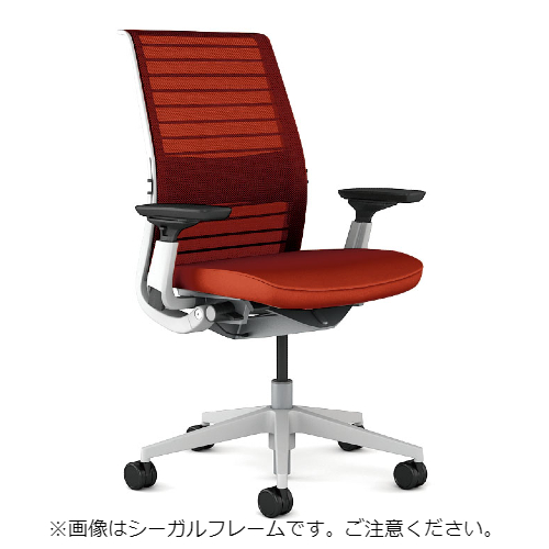 スチールケース シンクチェア 背3Dニット プラチナフレーム HPD可動肘 5-324-726