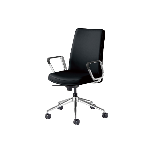 ウチダ 高級チェア ECチェア(イーシーチェア) レザー張り 背パッド付 肘付 EC220HL 5-358-1320/5-358-1323