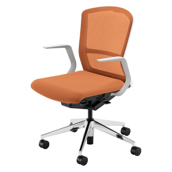 ウチダ エルフィチェア メッシュ ミドルバック L型肘(ELAW型/ELAB型) ウレタンキャスター 5-360-191/5-360-131