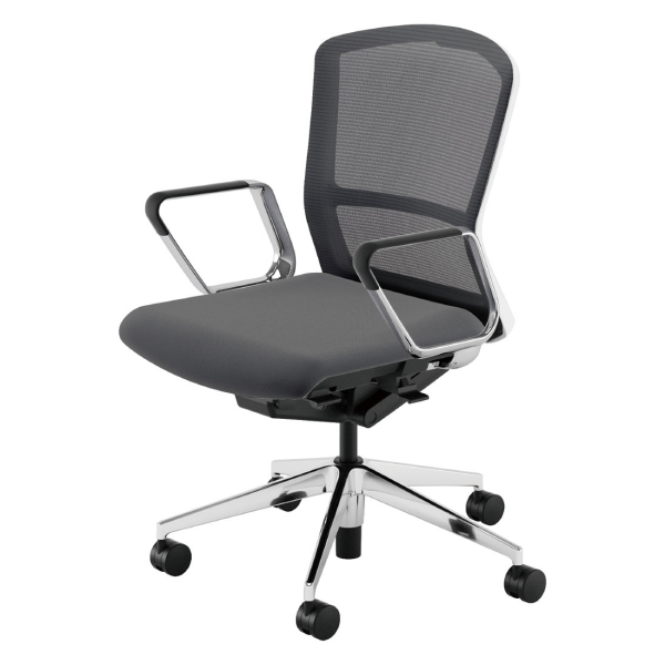 ウチダ エルフィチェア メッシュミドルバック アルミリング肘(EARPA型) ウレタンキャスター 5-360-196/5-360-136