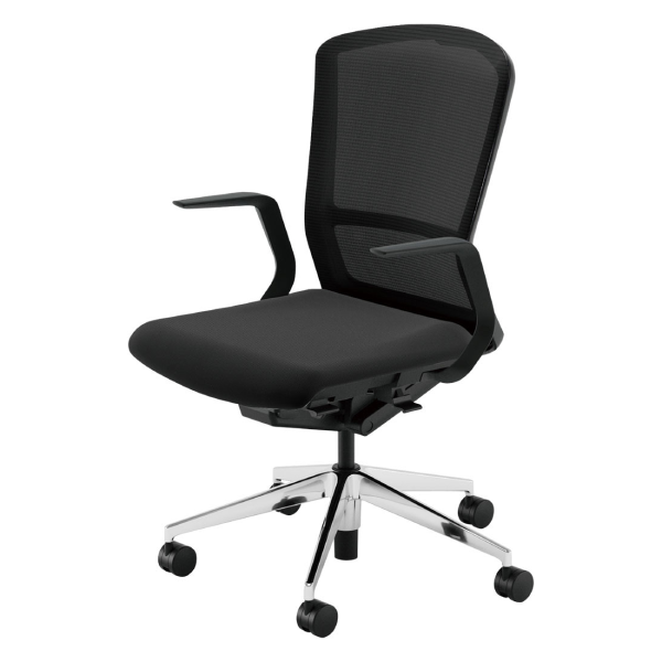 ウチダ エルフィチェア メッシュ ハイバック L型肘(ELAW型/ELAB型) ナイロンキャスター -5-360-281/5-360-221