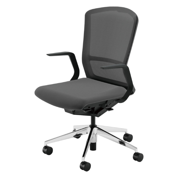 ウチダ エルフィチェア メッシュ ハイバック L型肘(ELAW型/ELAB型) ウレタンキャスター 5-360-291/5-360-231