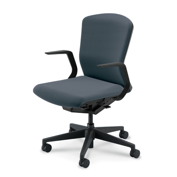 内田洋行ウチダ エルフィチェア 両面クロスミドルバック L型肘(ELAW型) ナイロンキャスター 5-360-501