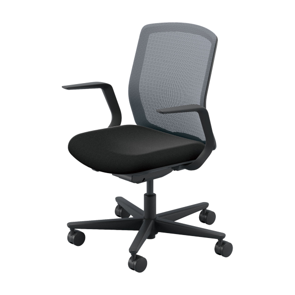 内田洋行 カリッサ2 チェア メッシュタイプ ミドルバック  L型肘 ナイロンキャスター　5-370-61/5-370-11