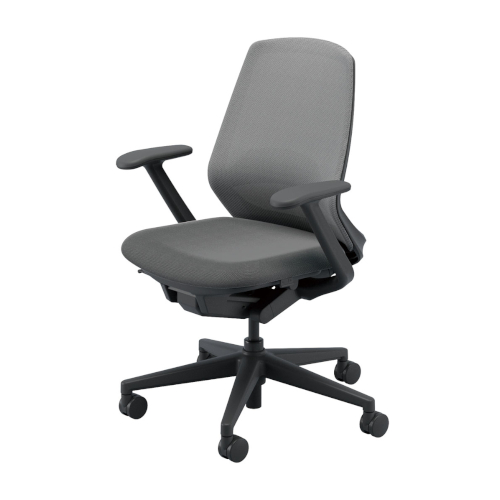 ウチダ ニンバスチェア ミドルバック ブラック脚 T型肘 ランバー付  NA-110BBTA-PUL/5-373-1161