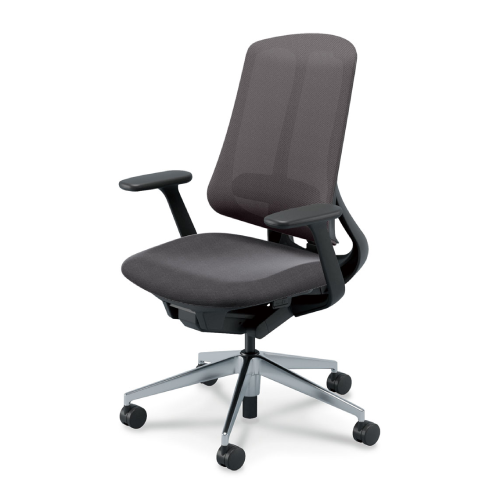 リーフレクチェア ハイバック アルミポリッシュ脚 T型肘 ランバー付 ナイロンC ホワイト/ブラックフレーム 5-378-443/5-378-243