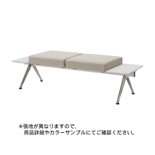 内田洋行 ロビーチェア カルミナ(calmina M)シリーズ アルミダイキャスト脚 背無 ビニールレザー張り テーブル付 2人用 6-214-770