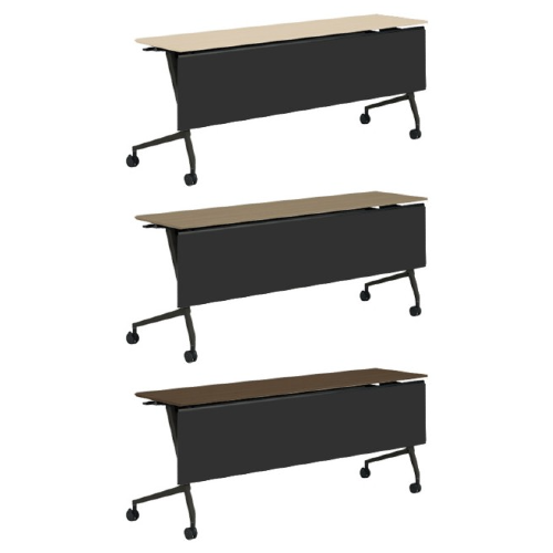 オカムラ マルカテーブル 樹脂幕板タイプ コンセント無 棚板付 天板幕板プライズウッド W1800×D450×H720 81F5BA-MD