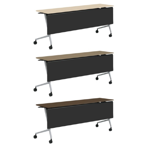 オカムラ マルカテーブル 樹脂幕板タイプ コンセント無 棚板付 天板幕板プライズウッド W1800×D450×H720 81F5BA-MD