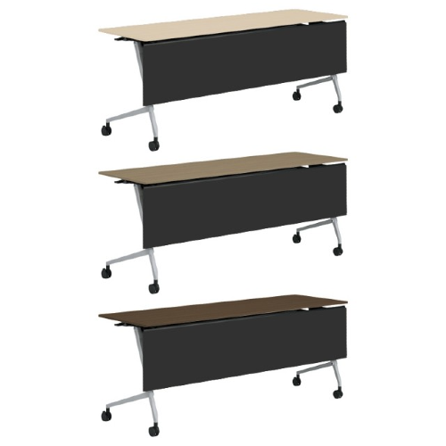 オカムラ マルカテーブル 樹脂幕板タイプ コンセント無 棚板付 天板幕板プライズウッド W1800×D600×H720 81F5BB-MD