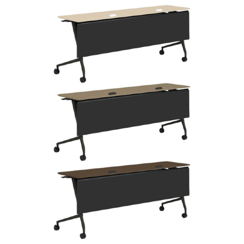 オカムラ マルカテーブル 樹脂幕板タイプ コンセント付 棚板無 天板幕板プライズウッド W1800×D450×H720 81F5EA-MD