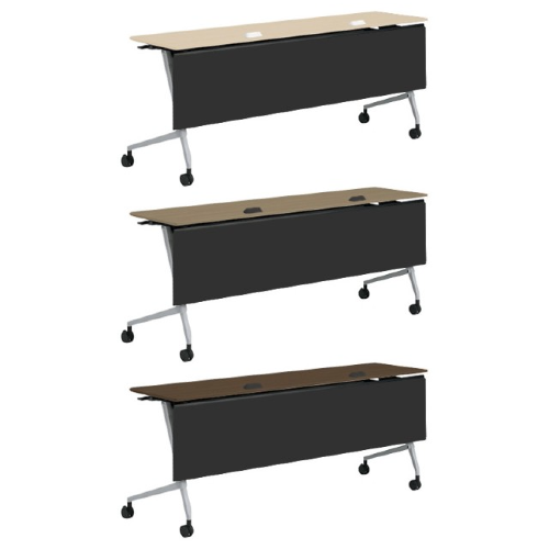 オカムラ マルカテーブル 樹脂幕板タイプ コンセント付 棚板無 天板幕板プライズウッド W1800×D450×H720 81F5EA-MD