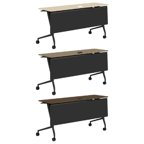 オカムラ マルカテーブル 樹脂幕板タイプ コンセント付 棚板無 天板幕板プライズウッド W1500×D450×H720 81F5EC-MD