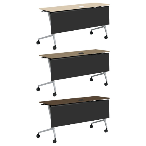 オカムラ マルカテーブル 樹脂幕板タイプ コンセント付 棚板無 天板幕板プライズウッド W1500×D450×H720 81F5EC-MD