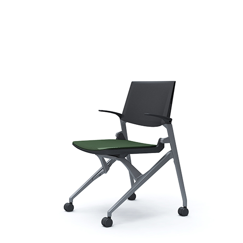 オカムラ ミーティングチェア マルカチェア 座メッシュ 背パッドなし 肘付 シルバーフレーム ブラックシェル 81M2JE-F