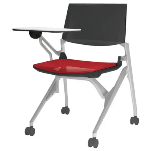 オカムラ ミーティングチェア マルカチェア 座メッシュ 背パッドなし タブレット付 シルバーフレーム ブラックシェル 81M2JJ-F