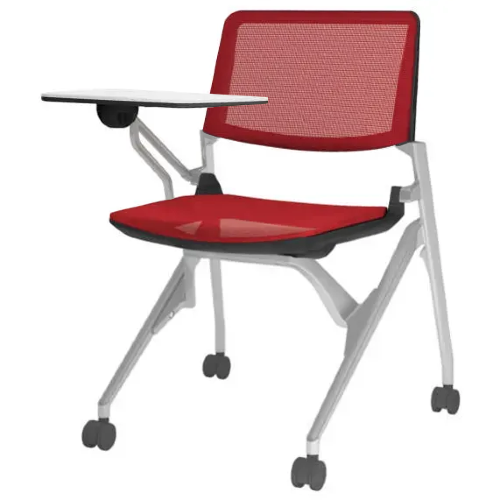 オカムラ ミーティングチェア マルカチェア 座メッシュ 背メッシュ タブレット付 シルバーフレーム ブラックシェル 81M2JL-F