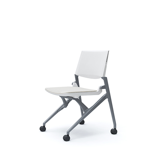 オカムラ ミーティングチェア マルカチェア 座メッシュ 背パッドなし 肘なし シルバーフレーム ホワイトシェル 81M2LA-F