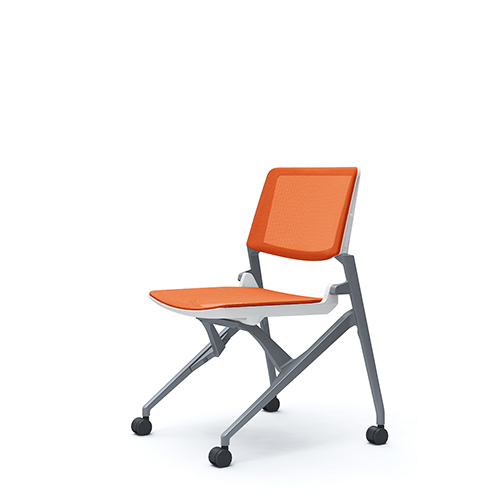 オカムラ ミーティングチェア マルカチェア 座メッシュ 背メッシュ 肘なし シルバーフレーム ホワイトシェル 81M2LC-F