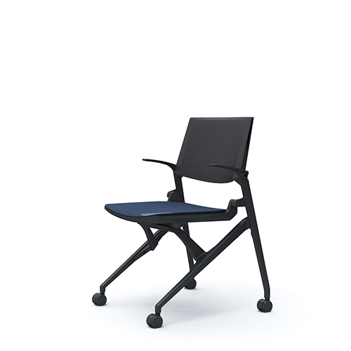 オカムラ ミーティングチェア マルカチェア 座メッシュ 背パッドなし 肘付 ブラックフレーム ブラックシェル 81M2RE-F