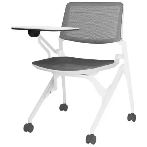 オカムラ ミーティングチェア マルカチェア 座メッシュ 背メッシュ タブレット付 ホワイトフレーム ホワイトシェル 81M2WL-F