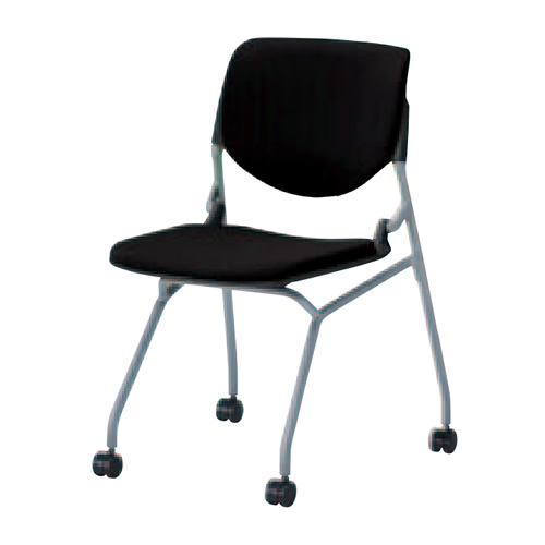 オカムラ ミーティングチェア ルナチェア 4本脚 ブラックシェル 肘なし パット付 棚なし 81S1CB