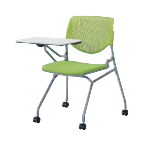 オカムラ ミーティングチェア ルナチェア 4本脚 タブレット付 ライムグリーンシェル パットなし 棚なし 81S1EN/81S1ES