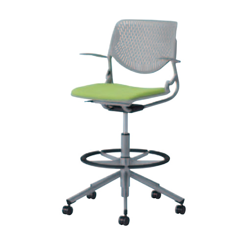 オカムラ ミーティングチェア ルナチェア 5本脚ハイチェア グレーシェル 肘付パットなし 81S2HE