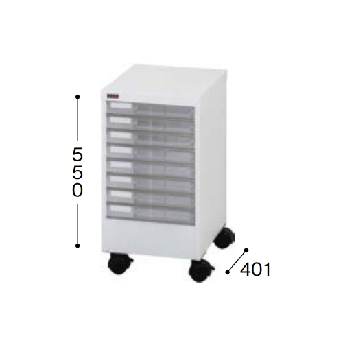 ナイキ パンフレットケース A4タイプ キャスター付 浅型1列8段 W303×D401×H550mm A4PT-108NLC