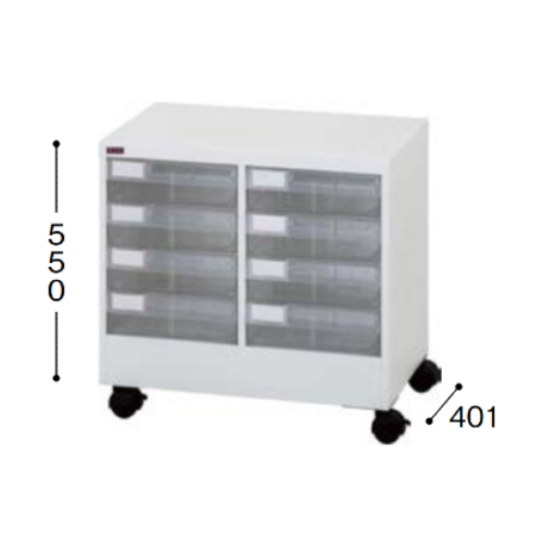 ナイキ パンフレットケース A4タイプ キャスター付 深型2列4段 W590×D401×H550mm A4PT-204NLC