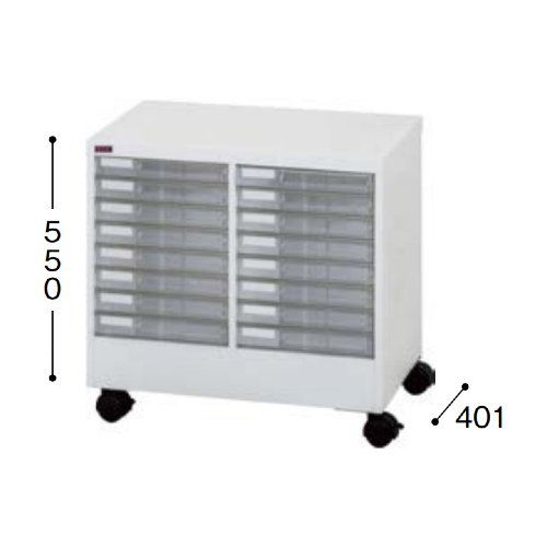 ナイキ パンフレットケース A4タイプ キャスター付 浅型2列8段 W590×D401×H550mm A4PT-208NLC