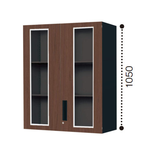 コクヨ KOKUYO エディア EDIA ガラス両開き扉 上置き書庫 木目タイプ