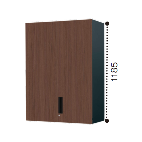 コクヨ エディア 両開き扉 上置き書庫 木目タイプ 本体色ブラック 扉色木目 BWU-SU68SE6CDP2/BWU-SU68SE6CDV5