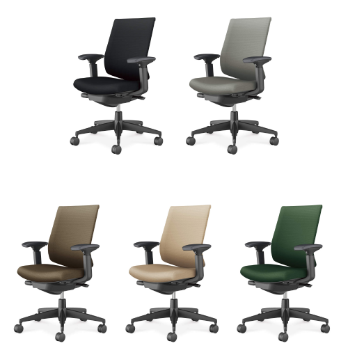 コクヨ ウィザード4チェア ローバック 可動肘 樹脂脚(ブラック) 布張り C06-B132CW/C06-B132CU-