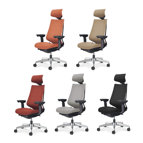 コクヨ　デュオラ2チェア クッションタイプ アルミポリッシュ脚 ヘッドレスト付きタイプ 可動肘 C08-P330CW/C08-P330CU