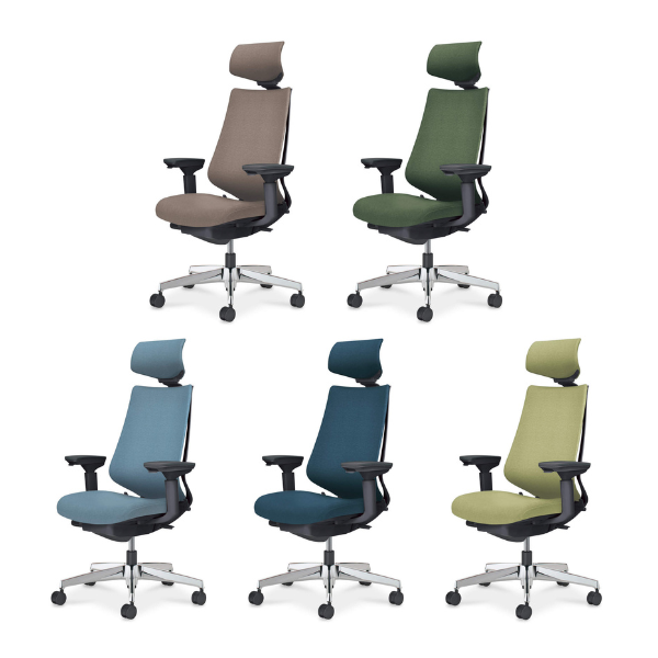 コクヨ　デュオラ2チェア クッションタイプ アルミポリッシュ脚 ヘッドレスト付きタイプ 可動肘 C08-P330CW/C08-P330CU