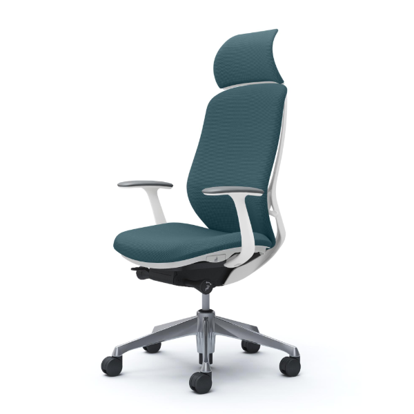 オカムラ シルフィーチェア エクストラハイバック 固定ヘッドレスト クッション (プレーン) デザインアーム ポリッシュ脚 C64CBW-FSJ7