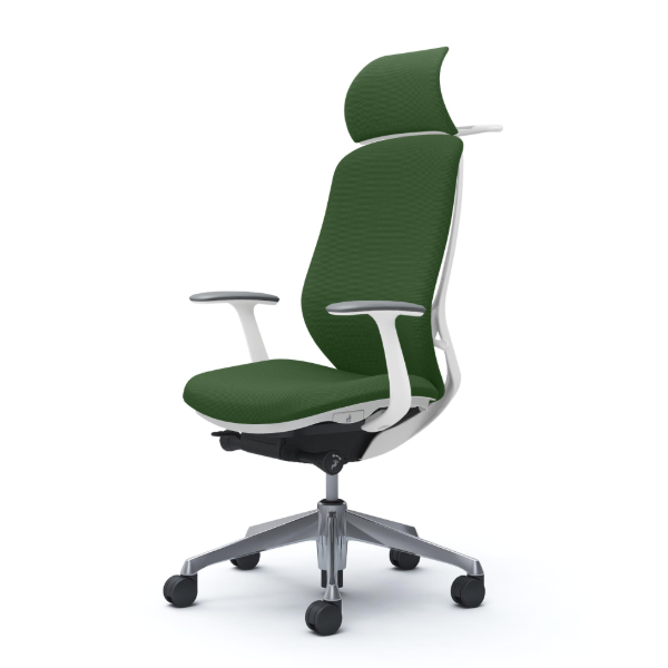 オカムラ シルフィーチェア エクストラハイバック 固定ヘッドレスト クッション (プレーン) デザインアーム ポリッシュ脚 C64DBW-FSG5