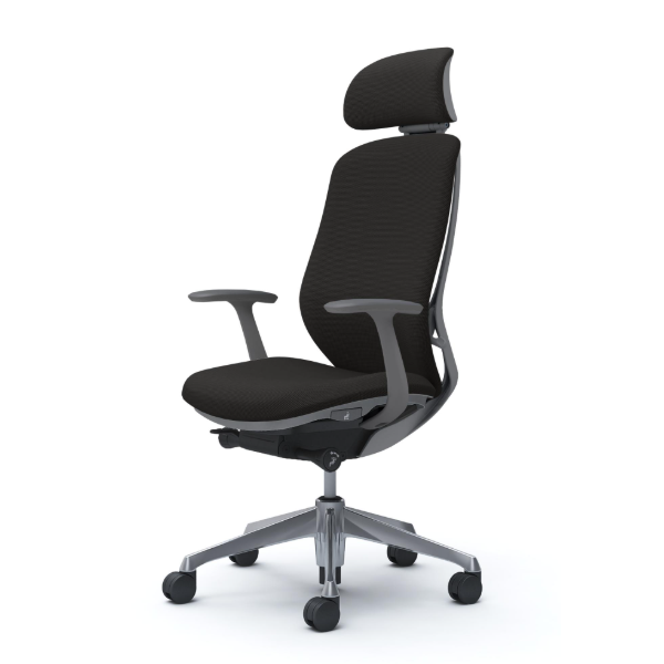 オカムラ シルフィーチェア エクストラハイバック 可動ヘッドレスト クッション (プレーン) デザインアーム ポリッシュ脚 C64GBA-FSF1