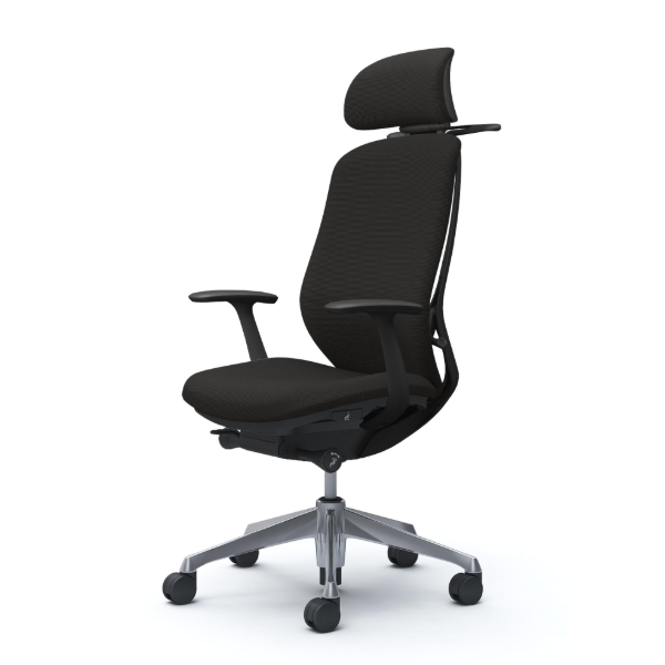 オカムラ シルフィーチェア エクストラハイバック 可動ヘッドレスト クッション (プレーン) デザインアーム ポリッシュ脚 C64HBR-FSF1