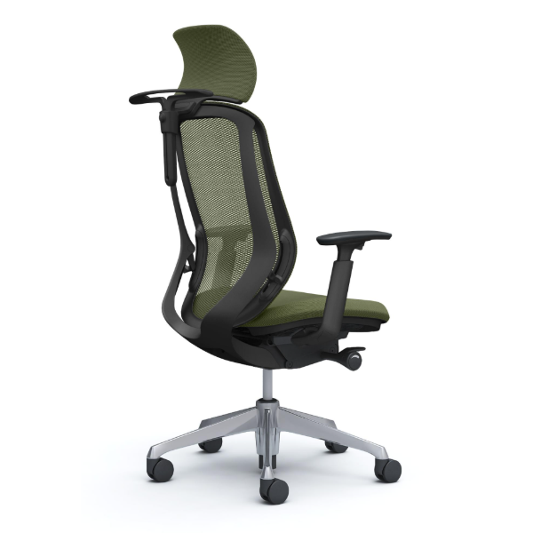 オカムラ シルフィーチェア エクストラハイバック 固定ヘッドレスト メッシュ アジャストアーム ポリッシュ脚 C68BBR-FM9A