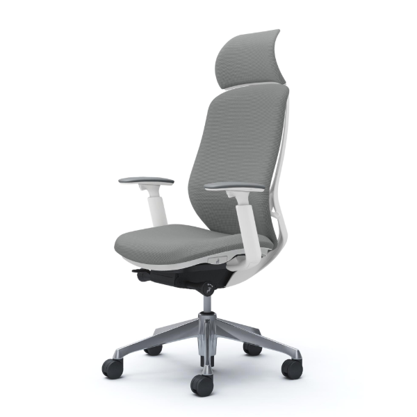 オカムラ シルフィーチェア エクストラハイバック 固定ヘッドレスト クッション (プレーン) アジャストアーム ポリッシュ脚 C68CBW-FSG3