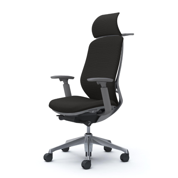 オカムラ シルフィーチェア エクストラハイバック 固定ヘッドレスト クッション (プレーン) アジャストアーム ポリッシュ脚 C68DBA-FSF1