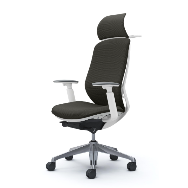 オカムラ シルフィーチェア エクストラハイバック 固定ヘッドレスト クッション (プレーン) アジャストアーム ポリッシュ脚 C68DBW-FSJ4