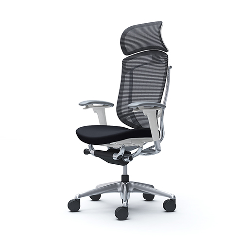 オカムラ コンテッサセコンダチェア(Contessa2) エクストラハイバック 大型固定ヘッドレスト アジャストアーム ポリッシュフレーム ホワイトボディ 座クッション ランバーサポート無・ハンガー無 CC87BW-FPC/CC87BW-FPD