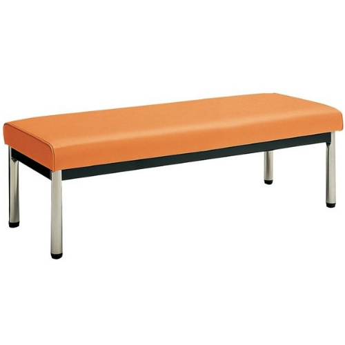 コクヨ ロビーチェアー 150シリーズ 丸パイプ脚タイプ 2人掛け 背なし ステンレス脚 W1200×D460×H380 CN-1541B