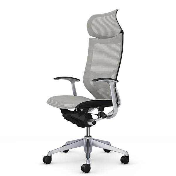 オカムラ バロンチェア エクストラハイバック 固定ヘッドレスト デザイン肘 シルバー枠 座メッシュ ランバー CP47CS-F/CP47CZ